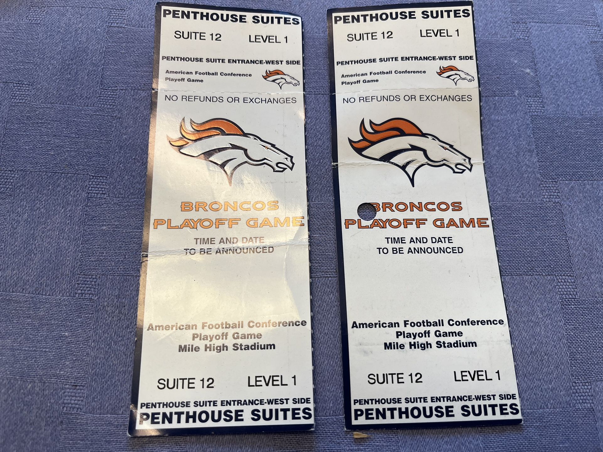 Denver Broncos vintage Football Suite Ticket Qty 2