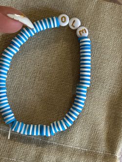 Handmade Blue White Clay Bead Bracelet