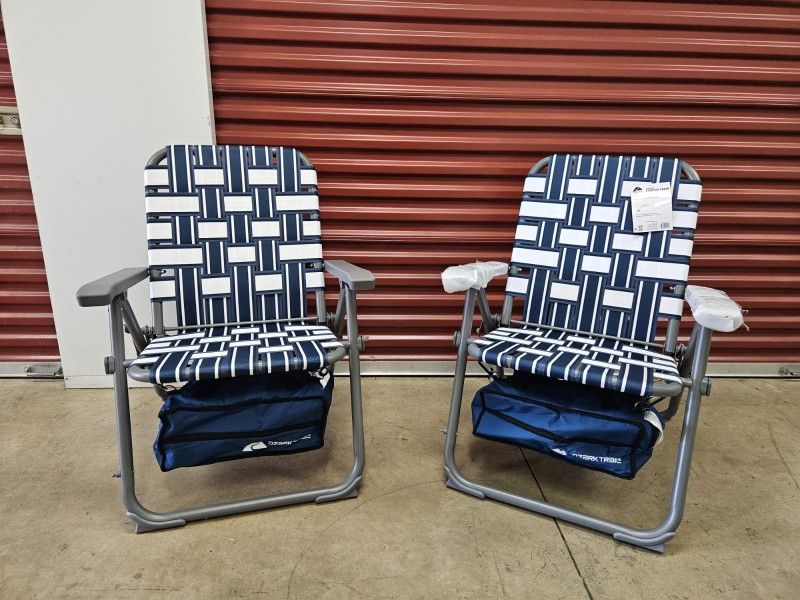 Set 2 Ozark Trail Folding Web Chair with Cooler