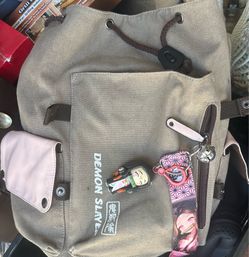 Demon Slayer anime canvas drawstring backpack