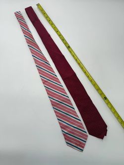 Lot of 2 Stafford Men’s Neck Ties Red Pink Striped Polka Dot Classic