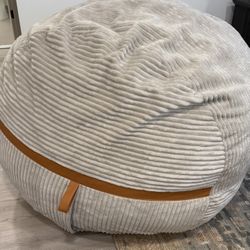 Big Joe Fuf 5Ft Oversized Foam Bean Bag Chair with Removable Cover for Kids, Teens, Adults, Vanilla