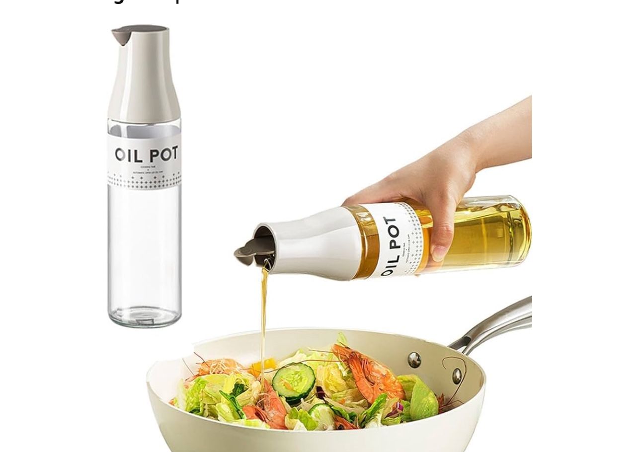 2 pieces Olive Oil Dispenser Bottle,Auto Flip Non-Drip Design,Leak Proof Soy Sauce & Vinegar,Glass
