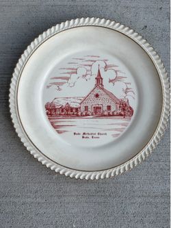 Vintage Decorative Plate Buda Methodist Church Texas 10” World Wide Art Studios Collectible