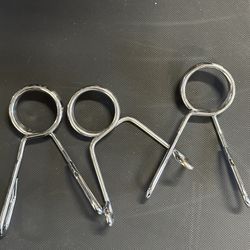 Three Metal Barbell Weight Clips