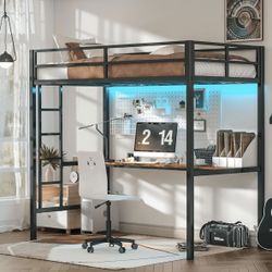 Twin Loft With Desk And Power Outlet