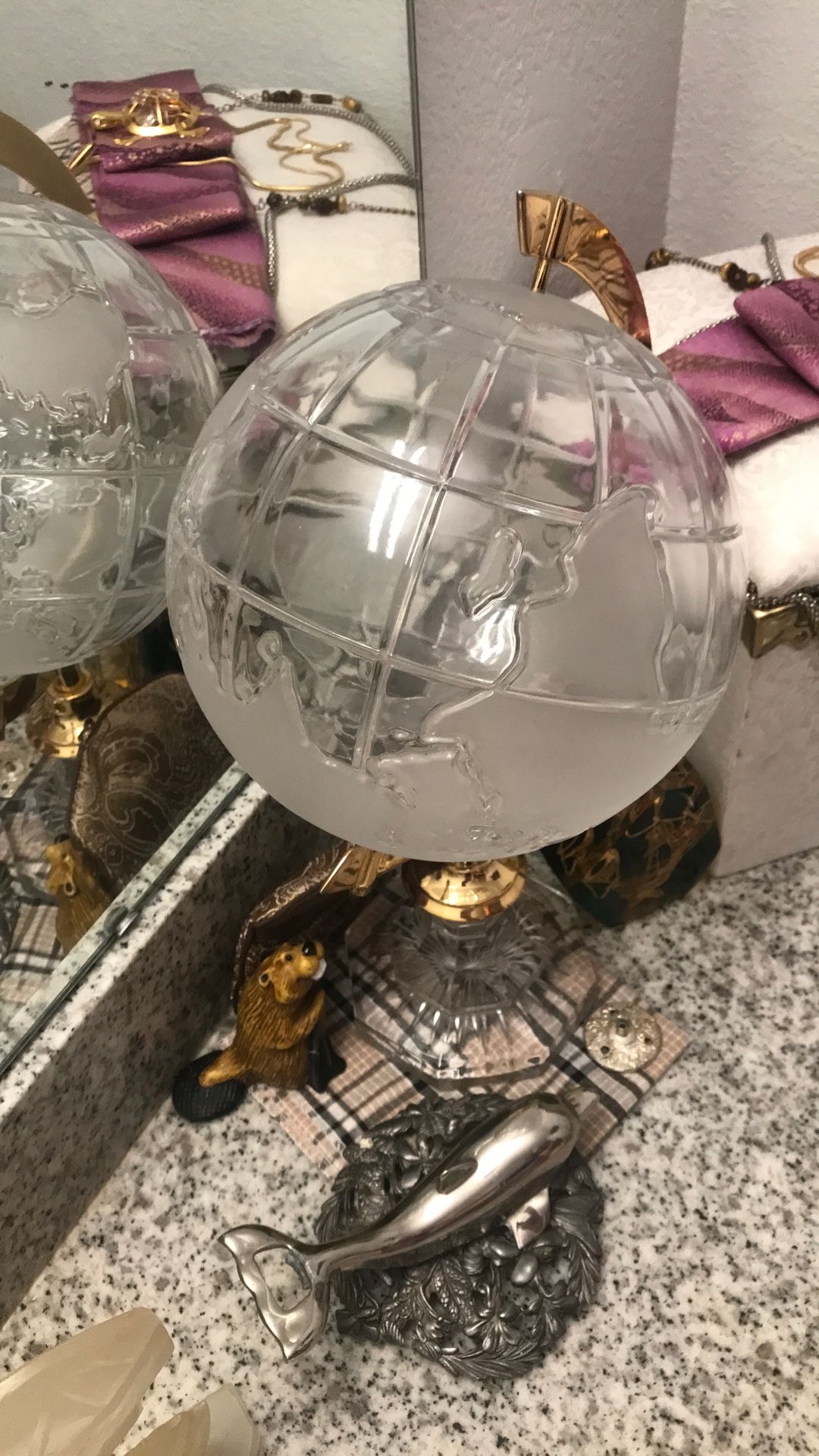 1930 Hand Blown Crystal Lead Glass Globe. Truely A Master Peice And It’s Heavey As Well