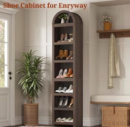 Narrow Tall Arched Bookcase | 7-Tier Bookshelf
