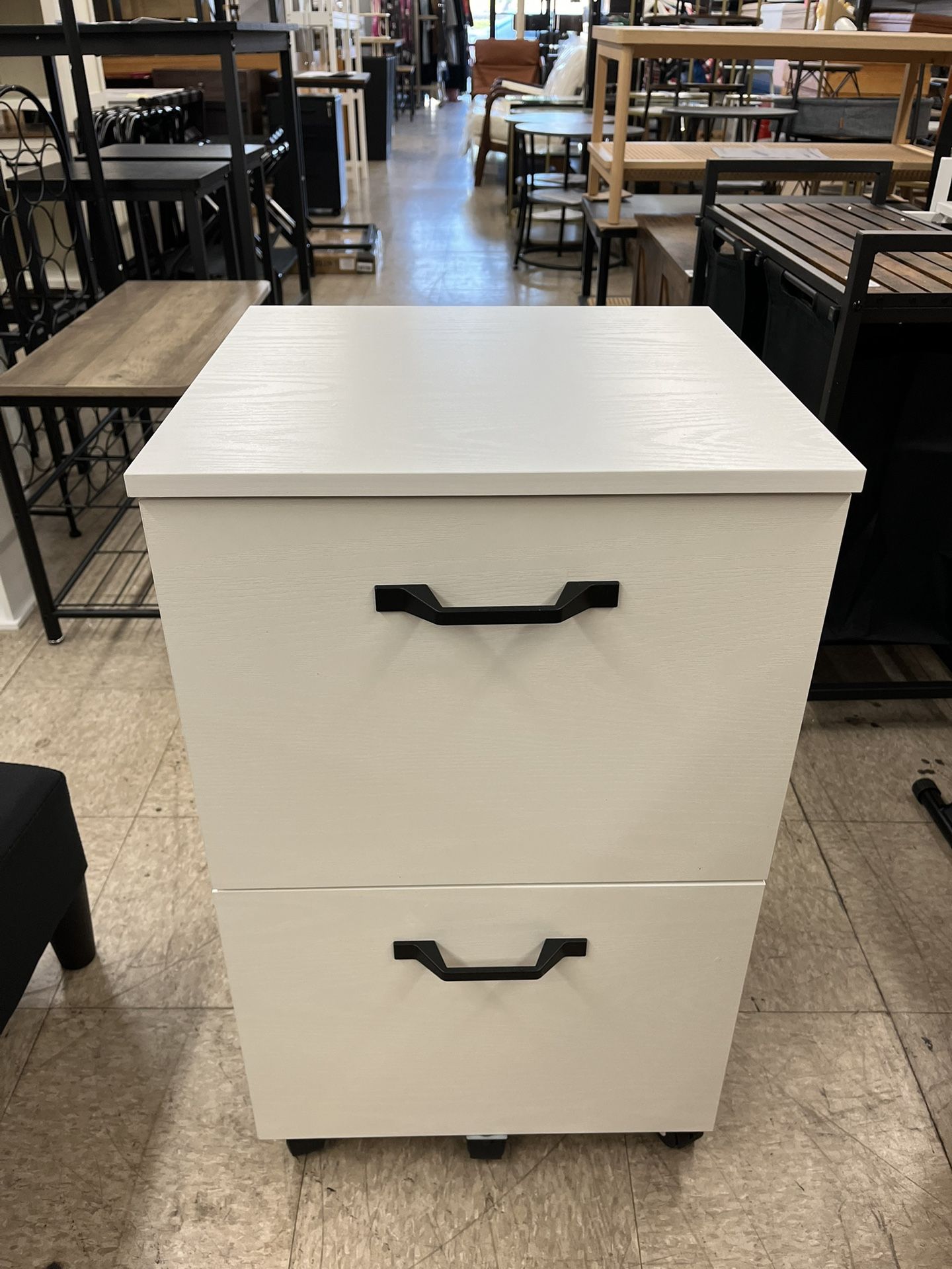 VASAGLE 2 Drawer File Cabinet w/ Rolling Wheels - White