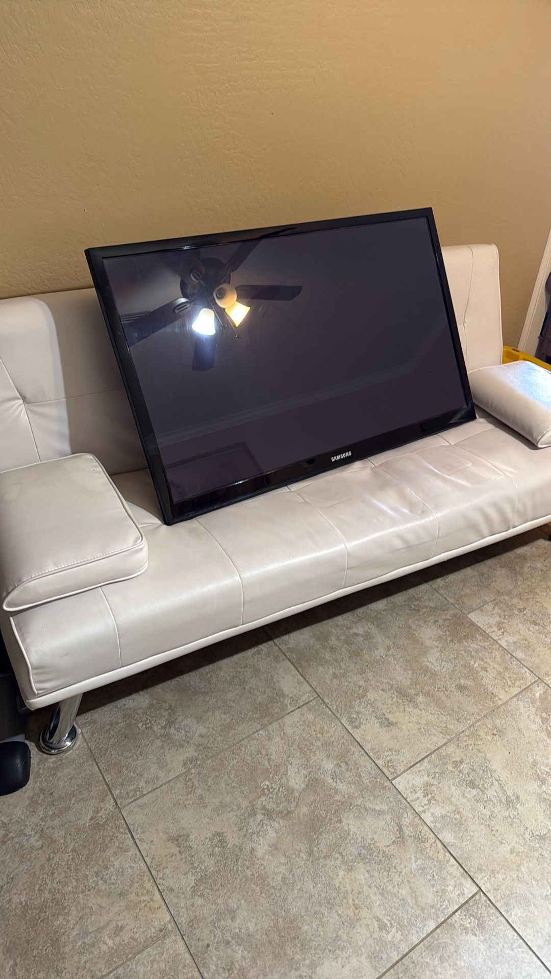 TV And White Futon For Sale