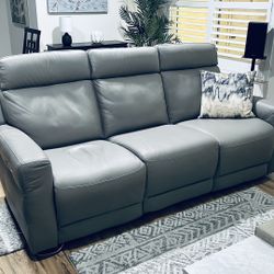 Leather Power Recliner Sofa (Baer’s) Like New