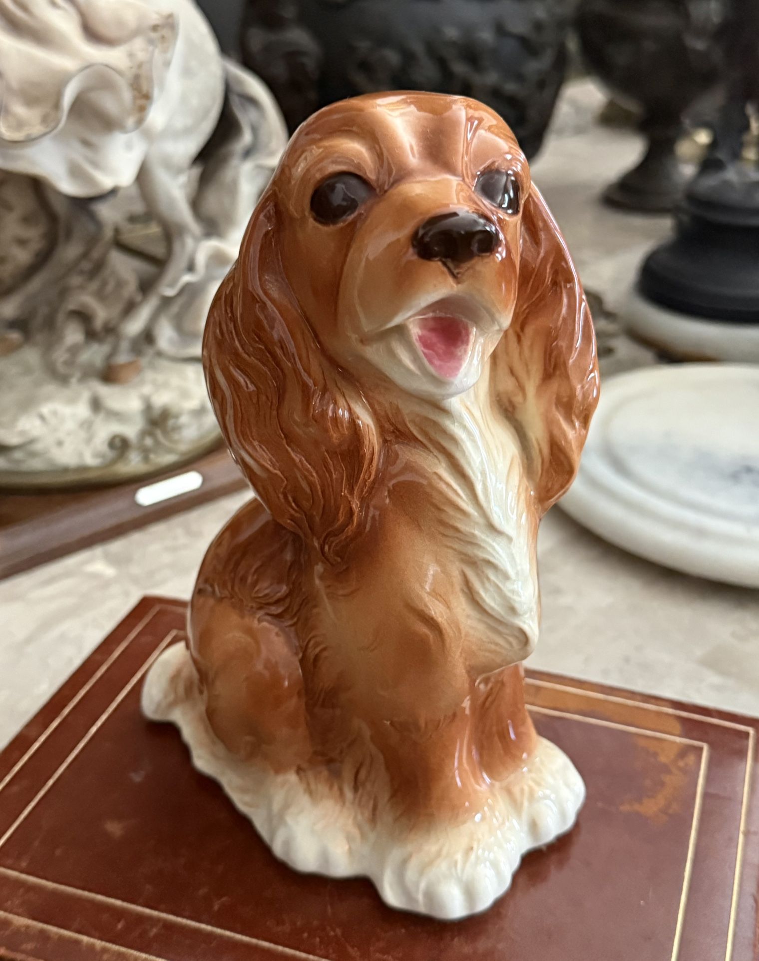 8” Vintage Porcelain Royal Copley Cocker Spaniel Puppy Dog Figurine Statue