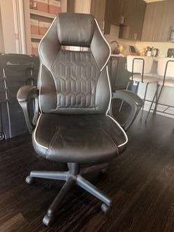 Black Gaming Chair with White Trim