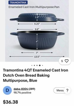 Tramontina 4QT Enameled Cast Iron Dutch Oven, Blue
