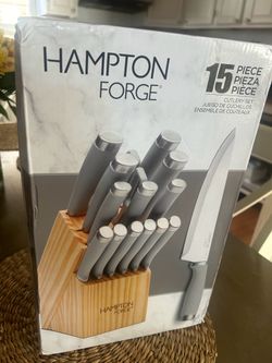 Hampton Forge Ronan Gray Knife Block Set, 15 Piece