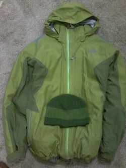 North Face Gore Tex Coat, large w matching hat
