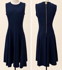 Calvin Klein navy blue sleeveless  dress w/ gold zipper EUC - size 8h