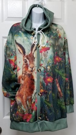 Rabbit Print Hoodie Jacket