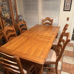 6 Chair Oak Wood Dining Table