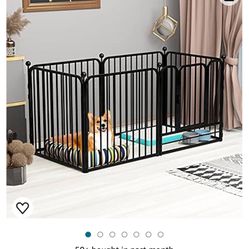 PEIPOOS Dog Panel Pet Playpen Pen Bunny Fence Indoor Outdoor Fence Playpen Heavy Duty Exercise Pen Dog Crate Cage Kennel (55" L x 27.5" W x 31.5" H) (