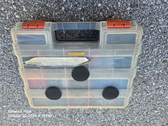 Double sided flip hardware storage bin