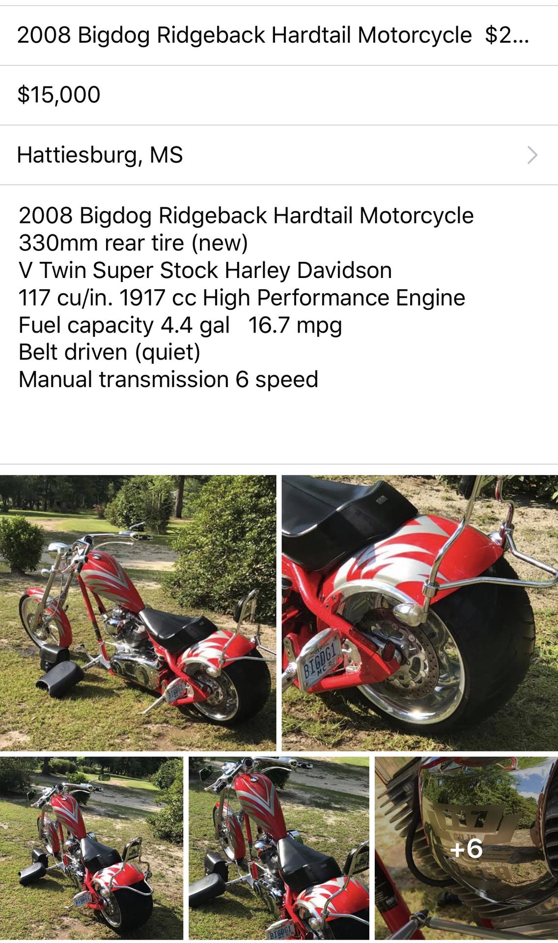 Photo Big Dog Motorcycle $10,000