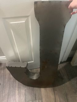 Rustic metal J wall decor