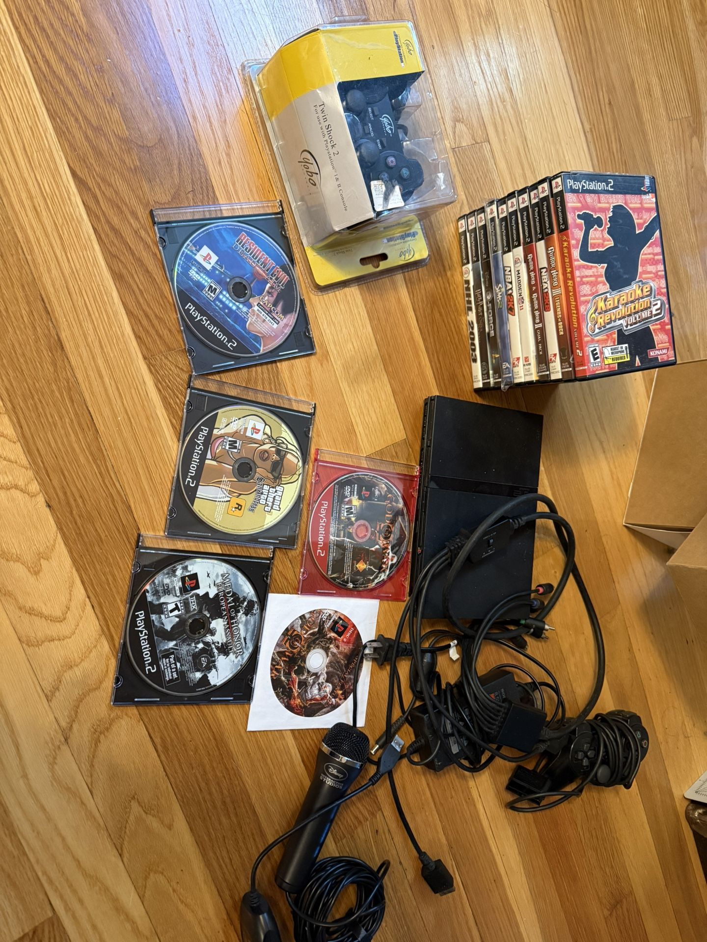 Ps2 Slim Bundle With Two Controllers With 14 Games