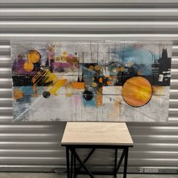 Abstract Wall Decor Paintings for Living Room, Wall Art for Bedroom, Wood Frame Art, 48 x 24 Inch