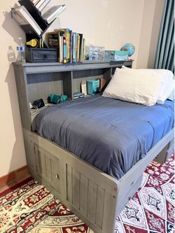 Grey bookshelf bed from wayfair