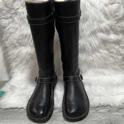 Born Pebbled Black Leather Tall Riding Boots Sz 7. 