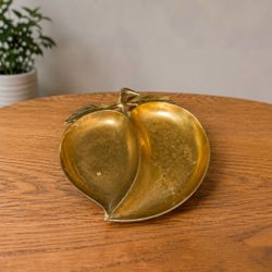 Vintage Brass Peach Trinket Dish