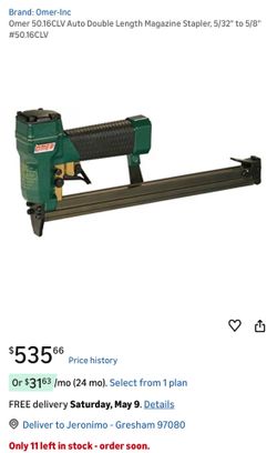 Omer 50.16CLV Auto Double Length Magazine Stapler, 5/32" to 5/8"