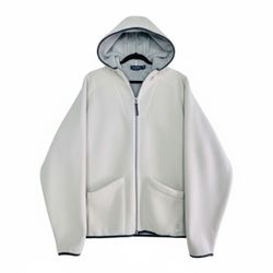 Nautica Light Gray Fleece Men's Hooded Zip-Up Jacket - Size XL