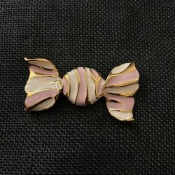 St. John Knits Type Brooch, “Pink Enamel Wrapped Candy,” Vintage But Like New