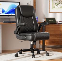 Office Chair, Home Desk Chair with Flip-up Arms and Ergonomic Back