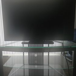 TV and 3-Tier Glass TV Stand