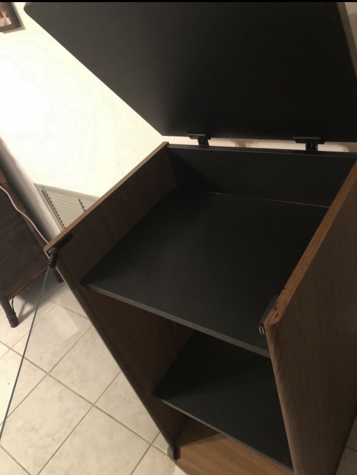Record Player Cabinet 37 inches tall 16 and three-quarter inches long/deep 19 inches wide
