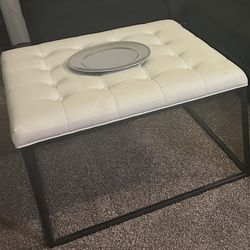 Faux Leather Tufted Ottoman
