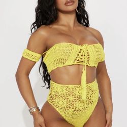 Yellow Knit Swim Suit 