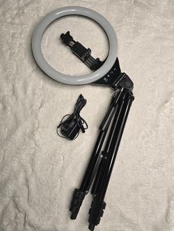 Sensyne 10'' Ring Light with 50'' Extendable Tripod Stand, LED Circle Lights with Phone Holder for YouTube Video/TikTok, Compatible with all Phones