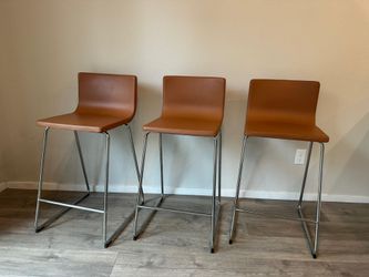 3 Brown Faux Leather Counter Height Stools(Seat H26")