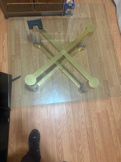 Glass Top Coffee Table with Gold Base