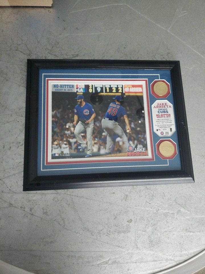 CHICAGO CUBS collectible commemorating Jake Arrieta's no-hitter for the Chicago Cubs on August 30, 2015 4th