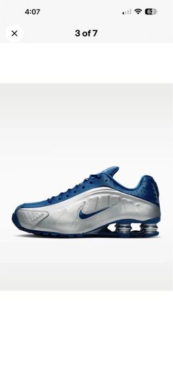Nike shox r4 Metallic silver blue big kids size 5