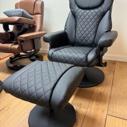 Black Tv  Chair With Ottoman And Vibrating Massage- Must Go!