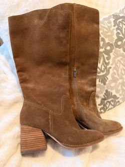 Vince Camuto Suede Brown High Knee Boots Size 8.5 Brand New