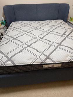 King Size Bed Frame with Upholstered Headboard and four large Drawers under bed