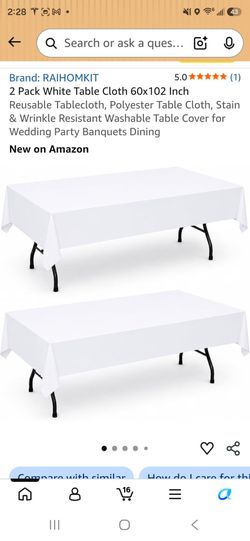 2 white tablecloths 60X102