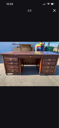 Large Wood Executive Desk with Drawers